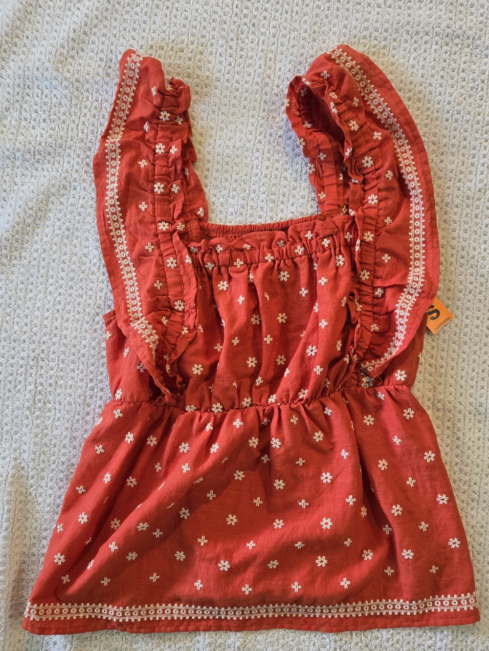 Old Navy Burnt Orange  Floral Embroidered Tank Size Small NWT Size S